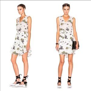 ** A.L.C. Hadley Cream Floral Silk Sleeveless V Neck Belted Dress Size 4